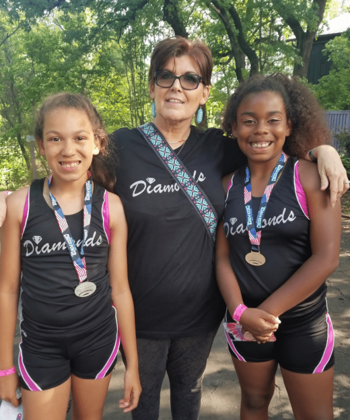 Marnie with granddaughters Elisabeth and Skylar-Rose at one of their running events. "We always finish together!" says Marnie.