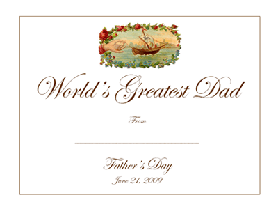 Click a document or PDF to the left to access this vintage free Father's Day printable gift certificate template