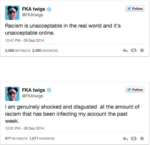 Anti-fans of Robert Pattinson and Kristen Stewart Changed the Way FKA Twigs Interacts with Her Own Family, Friends and Fans Online with Hate and Racism.