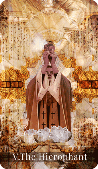 The Hierophant doesn't necessarily represent a Christian figure, even though the traditional card relates to the pope. The card is an archetype of a religious authority. This could be a Buddhist monk, a Jewish rabbi, or a shaman.