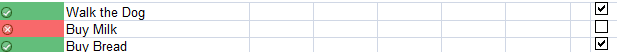 Check Boxes using Conditional Formatting on the adjoining text created using Excel 2007 and Excel 2010