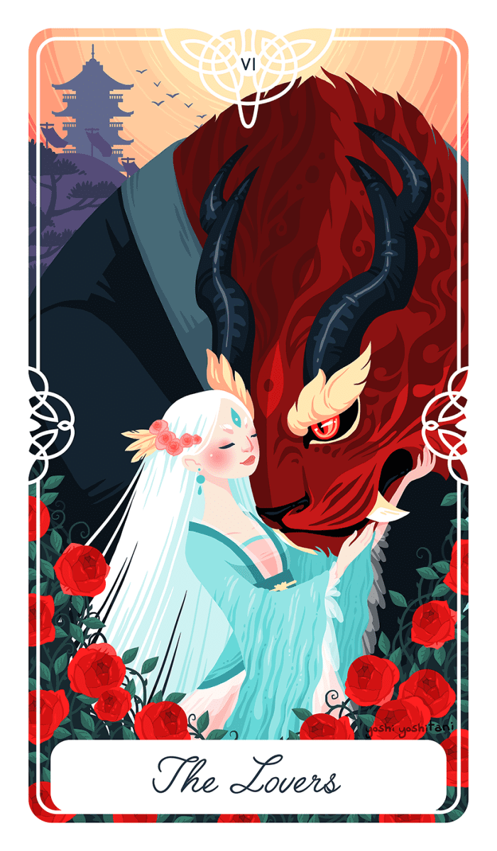 The Lovers card calls on the querent to find more harmony. It encourages a life of love, to appreciate beauty, and to find inner acceptance.