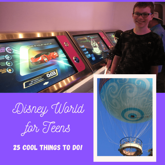 Disney World is not just for little kids - there are many fun activities for teenagers throughout the theme parks and resort hotels.