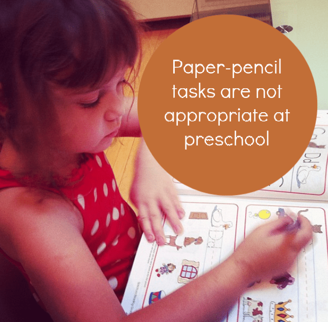 Parents should be wary of paper-pencil tasks, long circle times, computers, and an academic focus.