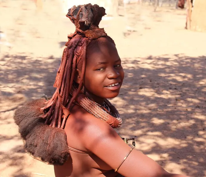 Namibian child wearing necklace