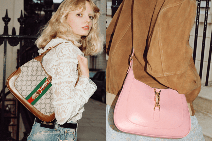 Gucci Jackie in GG Supreme Canvas and Pink Leather