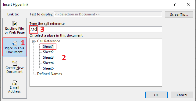 By selecting the place in this document button you can have the cursor moved to any part of an Excel document with the click of a button.