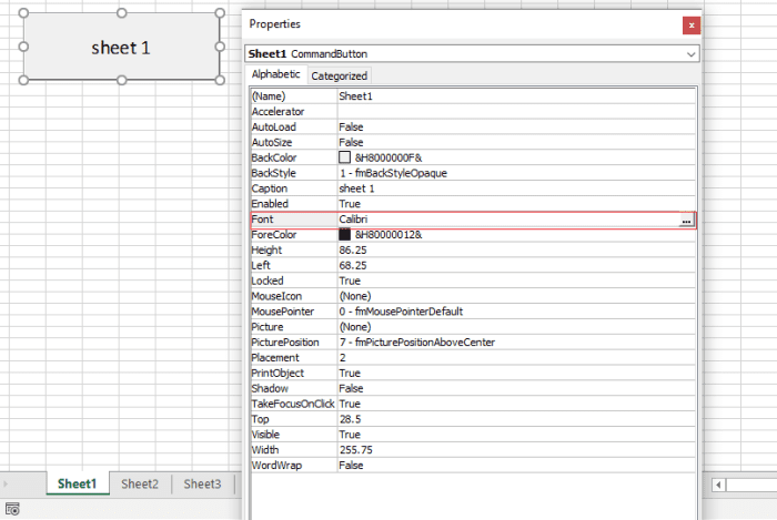 The illustration shows all of the formatting tools that can be used to change how the button is displayed.