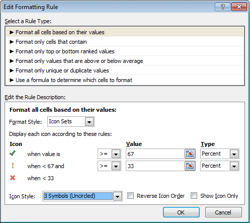 Configuring Conditional Formatting based on a cell's value in Excel 2007 or Excel 2010.