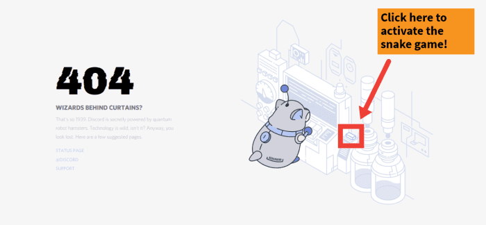 Once you're on the 404 page, simply click the button beside the Robo-Hamster as shown in the screenshot.