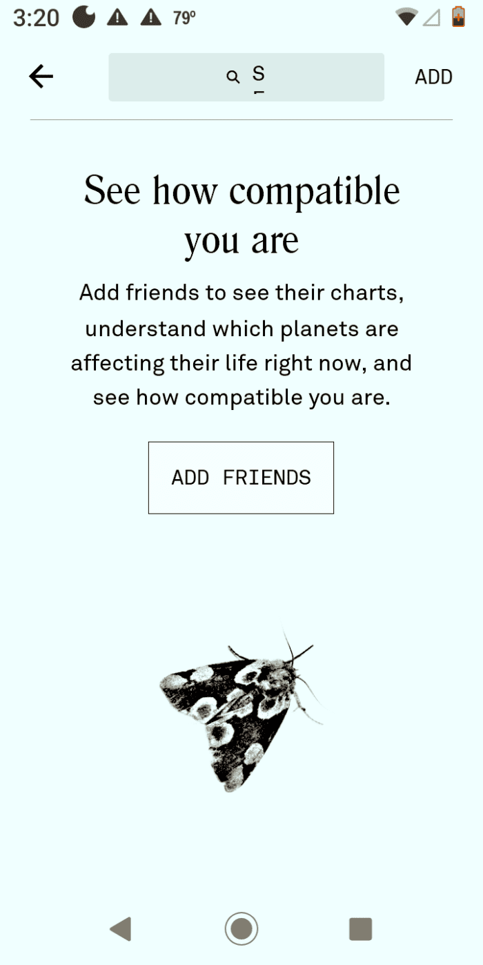 This screenshot has been colored blue to make it more HubPages-readable; in the Co-Star app it's pure white.