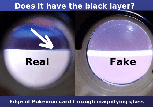 Look at the edge of the card to find the black ink layer, present in every Pokémon card. Image by Jess Searcy.