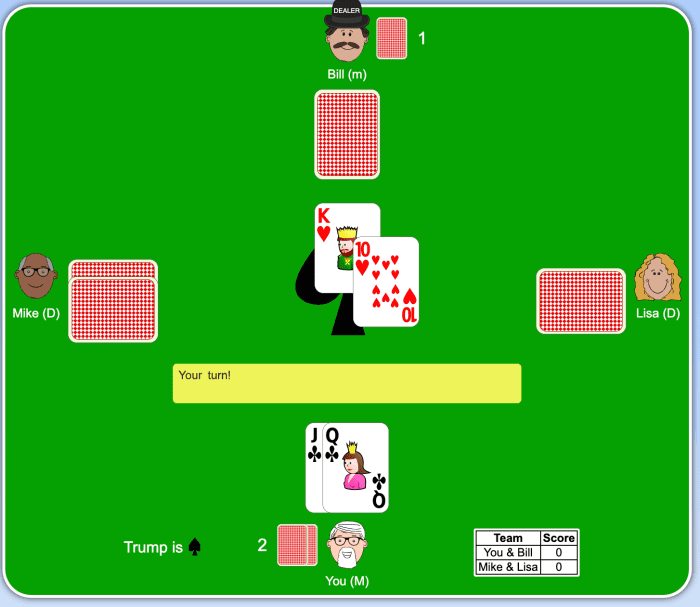 My partner led with a card that I don't have, so I will win the hand with the left bower and hope that no one can beat my final card.