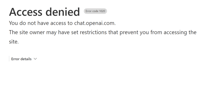 How I Fixed ChatGPT Access Denied Error Code 1020 - TurboFuture