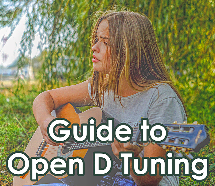 Strings 1 and 6 go down to D (use string 4 as a reference note), string 2 goes down to A, and string 3 goes down to F sharp, or down one fret from normal tuning.