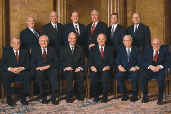 Left Back Row: Elder Richard G. Scott (1988) * Elder Robert D. Hales (1994) Elder Jeffrey R. Holland (1994) * President Henry B. Eyring (1995) Second Counselor, First Presidency since 2007 Elder Dieter F. Uchtdorf (2004) Newly called Second Counsel
