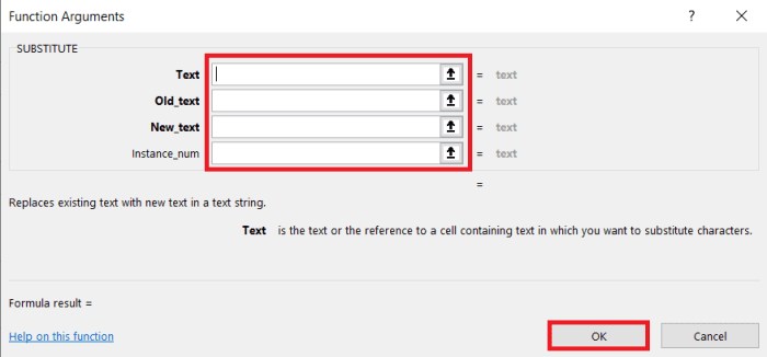 The functional arguments window is where each function argument is entered when inserting a function. Notice that tips are given depending on which arguments text box the cursor is in.