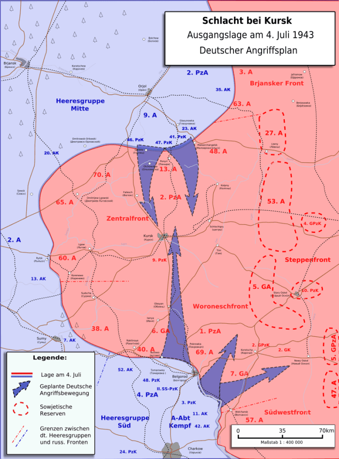The plan codenamed Operation Citadel, comprised of a simple pincer movement, with one army attacking from the North (Ninth) and another army driving toward Kursk from the South (IV Panzer).