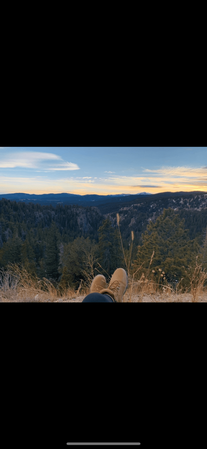 This picture represents how it feels to release yourself of outside influences and opinions. This was a moment of genuine peace for me, as I watched the sunset in the Colorado mountains by myself.