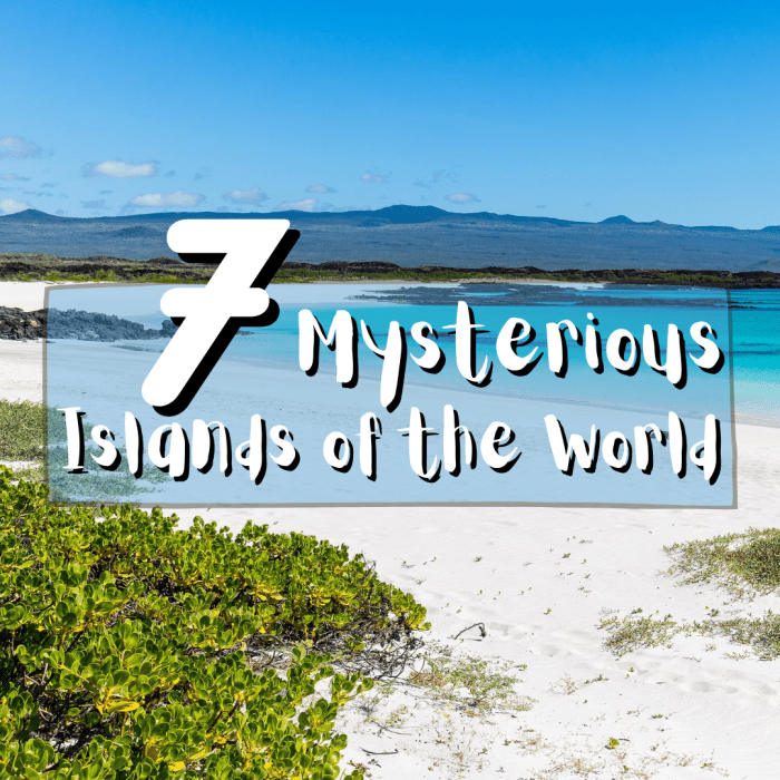 Read on to learn about 7 of the world's most mysterious islands. Pictured is a view from Cerro Brujo beach at the north-western coast of San Cristobal Island, Galapagos, Ecuador.