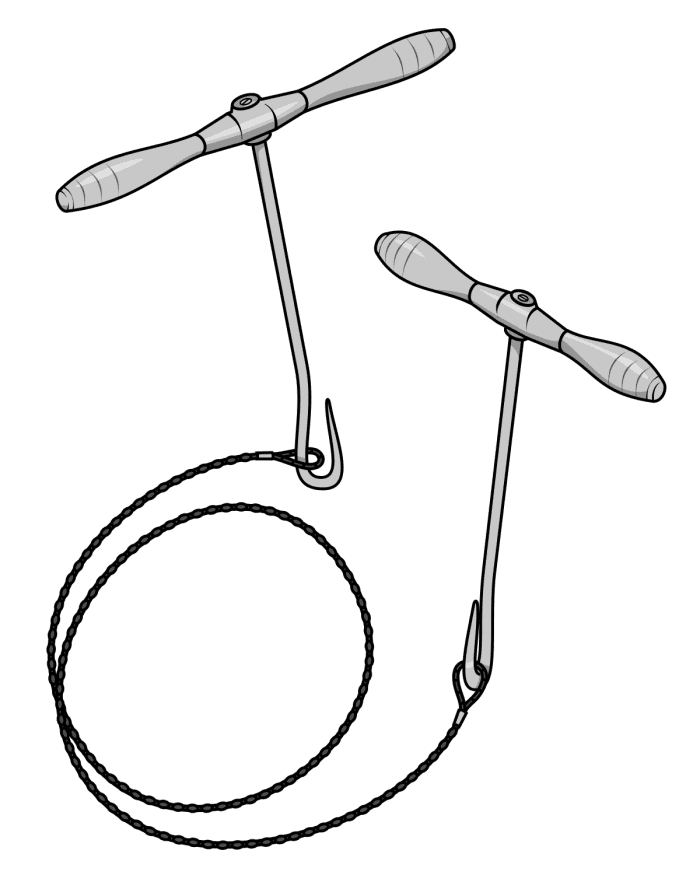 A Gigli wire saw, which is used in cranial surgery, resembles the chainsaw invented by John Aitken and James Jeffray.