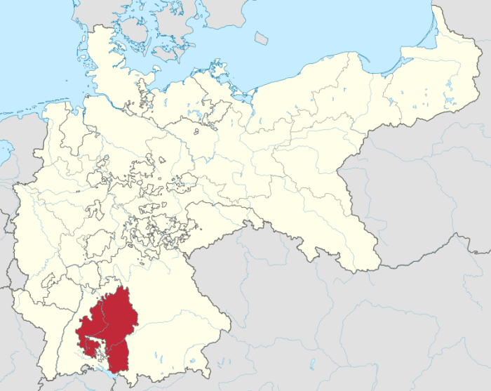 The Duchy, Electorate and Kingdom of Wurttemberg's position within Prussia, later the German Empire..