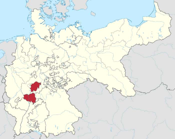 The Grand Duchy of Hesse and by Rhine, the Battenberg territories in Germany (1871).