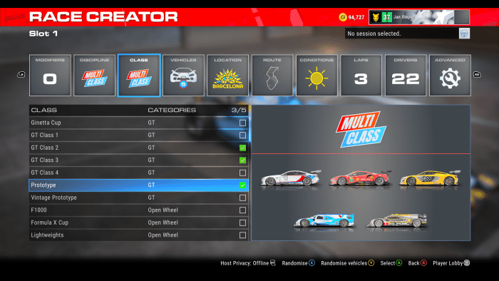 Multiclass racing, together with the custom race creator, is a highly enjoyable addition.