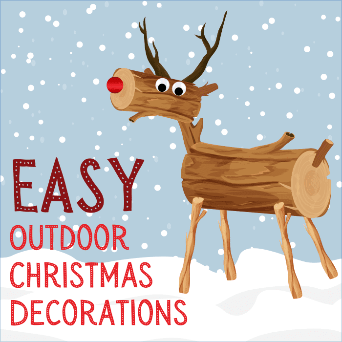 See some fun outdoor decorations to make for Christmas this year, like this cute little reindeer made from logs and twigs!
