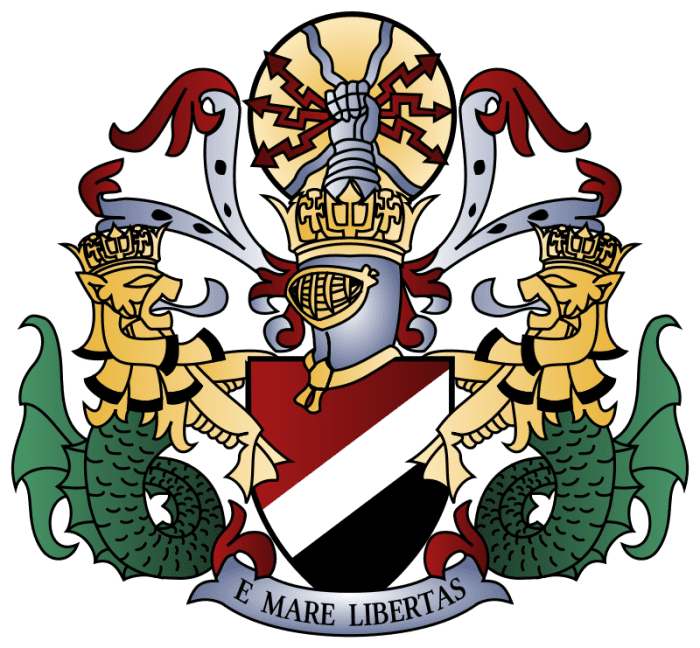 Sealand coat of arms. For a trifling $202 the principality will create a personalized coat of arms for you.