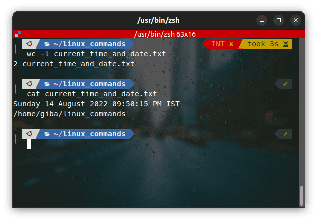 Extra parameters like "-l" or "-w" can be added to get specific output like, the no. of lines or the no. of words in the files.