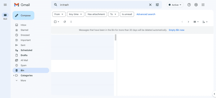 Searching for Trashed Emails on a PC