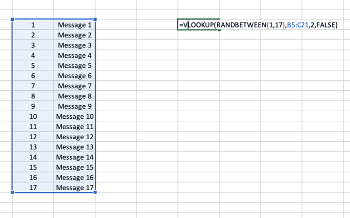 Create A Randomized Message Cell In Excel Turbofuture 6786