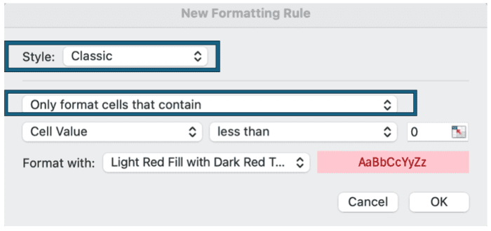 Select Formatting Options