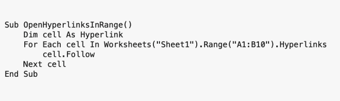 Excel Visual Basic Codes That Open Hyperlinks - TurboFuture