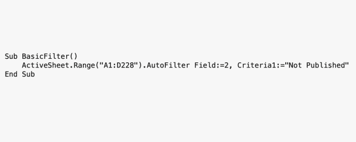 Excel Visual Basic Code Examples That Filter Data - TurboFuture