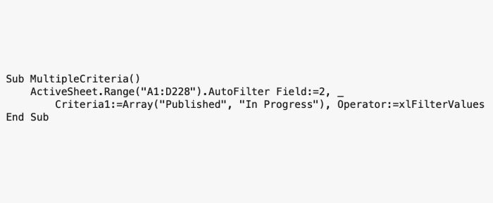 Excel Visual Basic Code Examples That Filter Data - TurboFuture