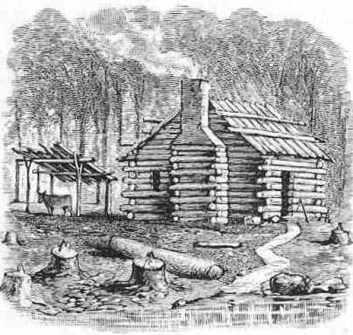 The home designs of the first American settlers built from rough-hewn logs felled in their localities.