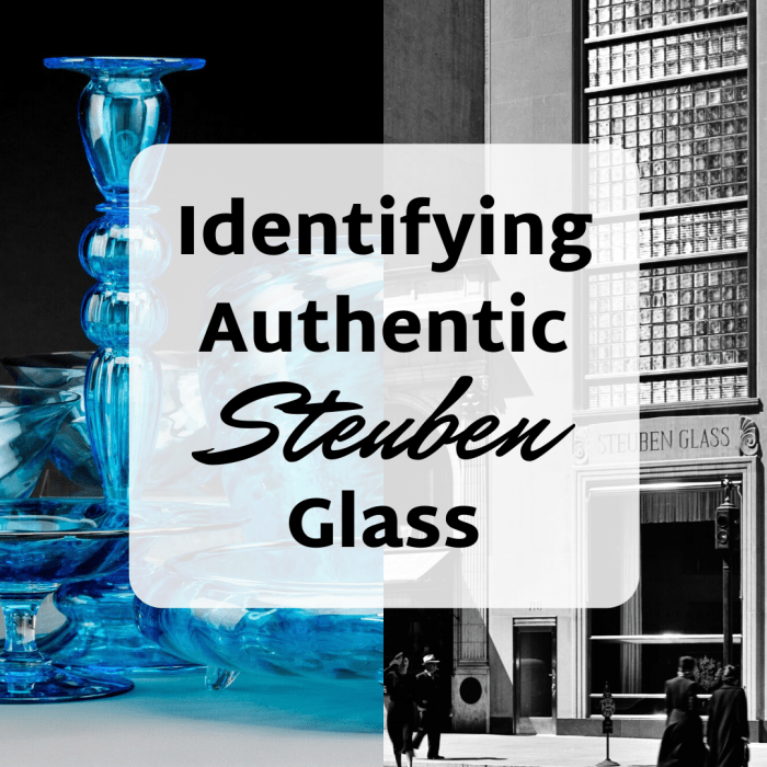 Learn how to distinguish authentic Steuben glass from fakes and forgeries. (On the left: Celeste Blue table service from 1920. On the right: The Steuben Glass building on 5th Avenue, September 1937.)
