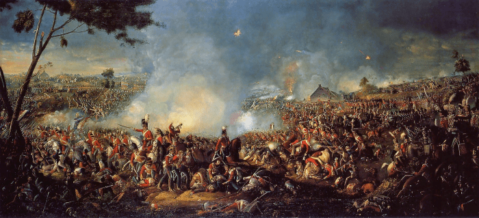Battle of Waterloo, painting by William Sadler (n.d.). Retrieved from Wikimedia Commons (work in the public domain).