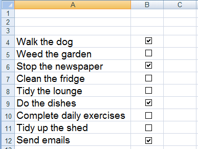 Using check boxes in Excel 2007 and Excel 2010 to create To Do lists.