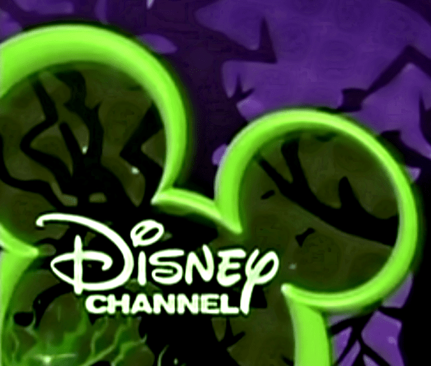 The Disney Channel logo dresses up in green and purple for Halloween fun!