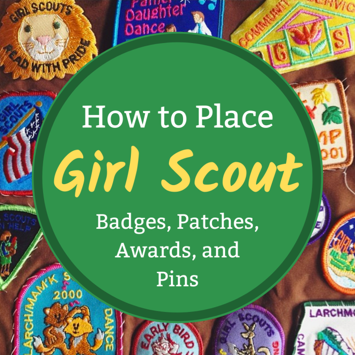 Learn where to place different Girl Scout awards and emblems on a sash or vest, including the troop numbers, Girl Scout membership pin, and skill-building badges.