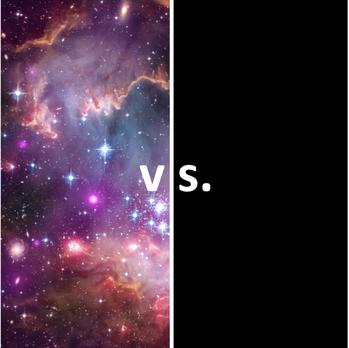 Fig. 1. The biggest of the Big Questions: Why is there something versus nothing? (The image on the right doesn’t truly show nothingness since you’re perceiving a black space within a span of time.)