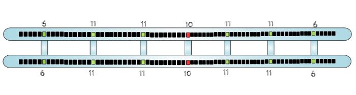 The cross pattern of the rails and cross braces requires seven braces when constructing the rails from power struts.