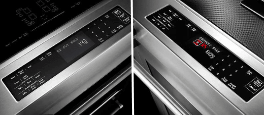A view of the control panel of this range. On the right you can see the automatic convection conversion is in process.