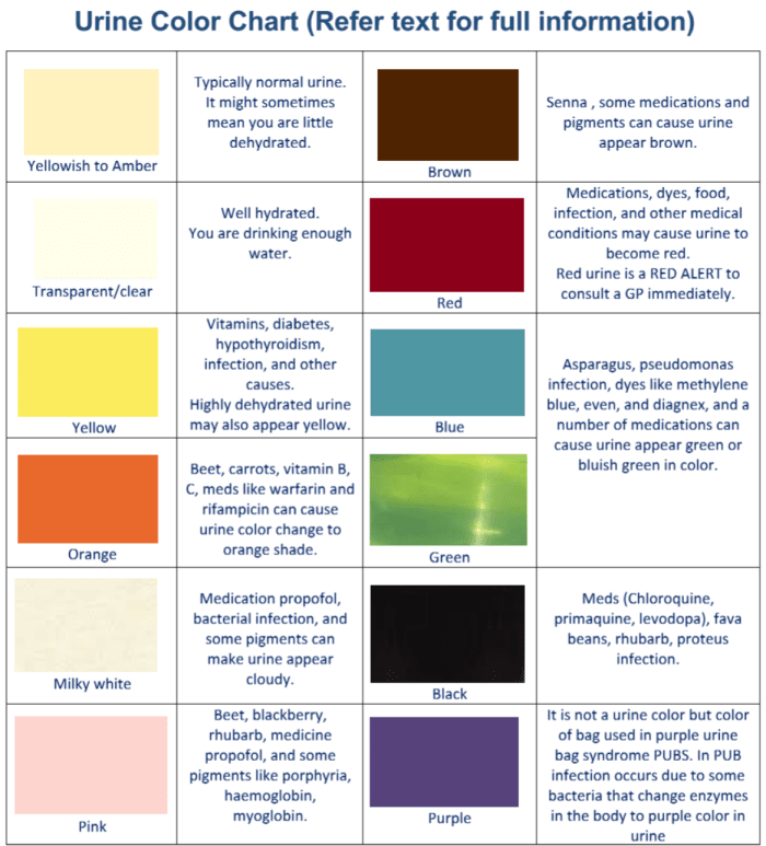 Urine Colors Chart : Medications and Food Can Change Urine Color ...