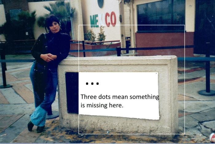 The ellipsis indicates that something has been left out. If you know what it is, no problem. If you don't, it's frustrating. So take a guess! That's me on my first visit to ?