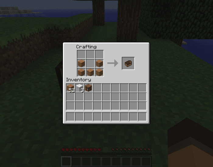 Making a boat only requires five wood planks, but remember to make extras!