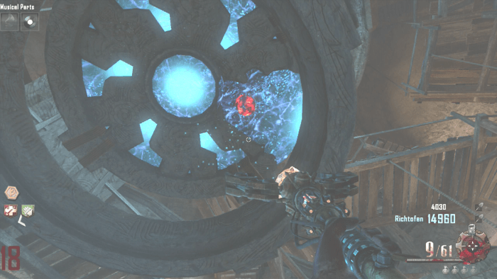 Aligning the correct colors will line up the blue section of each stone object. The orb will travel through this section after being shoot with the staff.
